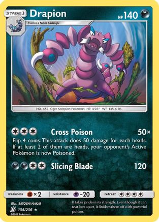 Drapion 134 - Reverse Holofoil SM Unified Minds - Rare