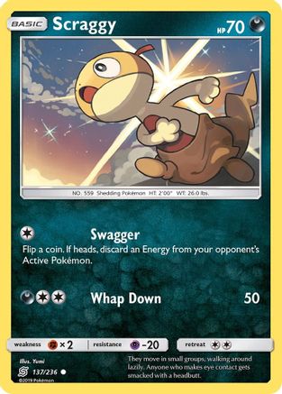 Scraggy 137/236 - Reverse Holofoil SM Unified Minds - Common