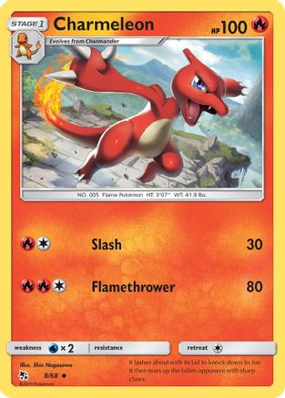 Charmeleon 008/68 - Reverse Holofoil Hidden Fates - Uncommon