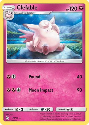 Clefable 040/68 - Reverse Holofoil Hidden Fates - Rare