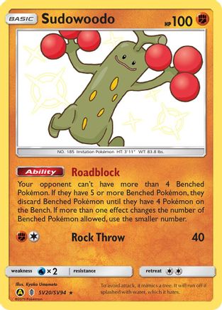 Sudowoodo SV20/SV94 - Holofoil Hidden Fates Shiny Vault - Shiny Holo Rare