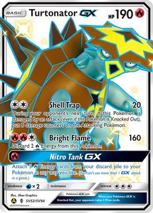 Turtonator GX SV52/SV94 - Holofoil Hidden Fates Shiny Vault - Shiny Holo Rare