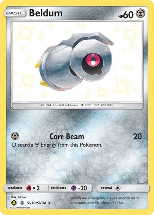 Beldum SV30/SV94 - Holofoil Hidden Fates Shiny Vault - Shiny Holo Rare