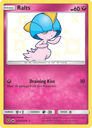 Ralts SV34/SV94 - Holofoil Hidden Fates Shiny Vault - Shiny Holo Rare