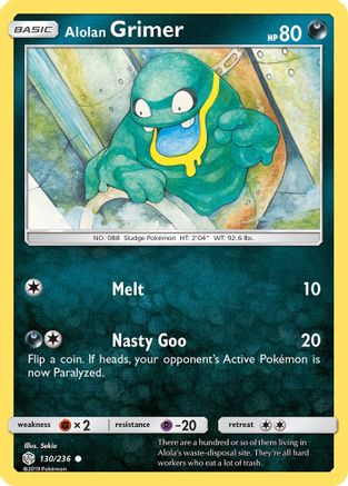 Alolan Grimer 130/236 - Reverse Holofoil SM Cosmic Eclipse - Common
