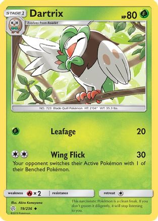Dartrix 019/236 - Reverse Holofoil SM Cosmic Eclipse - Uncommon