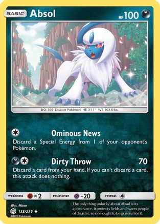 Absol 133/236 - Reverse Holofoil SM Cosmic Eclipse - Uncommon