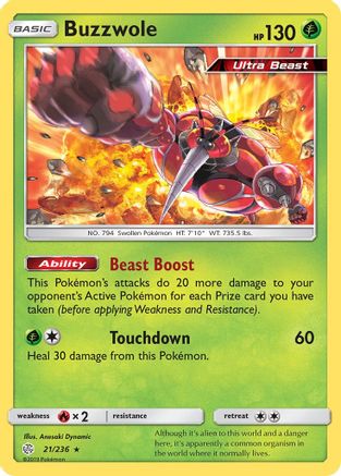 Buzzwole 021/236 - Holofoil SM Cosmic Eclipse - Holo Rare