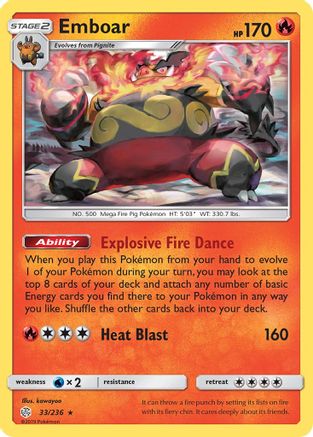 Emboar 033/236 - Reverse Holofoil SM Cosmic Eclipse - Rare