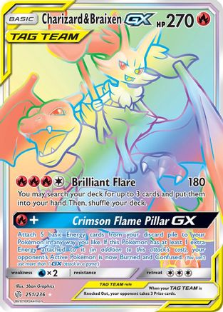 Charizard & Braixen GX (Secret) 251 - Holofoil SM Cosmic Eclipse - Secret Rare