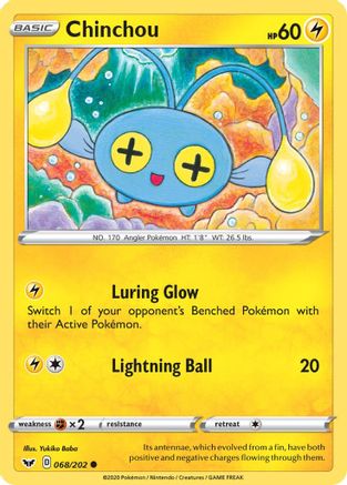 Chinchou (068) 068/202 - Reverse Holofoil SWSH01 Sword & Shield Base Set - Common
