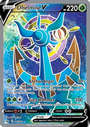Dhelmise V (Full Art) 187/202 - Holofoil SWSH01 Sword & Shield Base Set - Ultra Rare