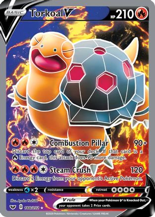 Torkoal V (Full Art) 188/202 - Holofoil SWSH01 Sword & Shield Base Set - Ultra Rare