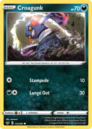 Croagunk 123/202 SWSH01 Sword & Shield Base Set - Common