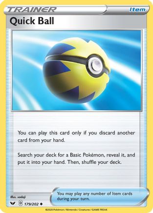 Quick Ball 179/202 - Reverse Holofoil SWSH01 Sword & Shield Base Set - Uncommon