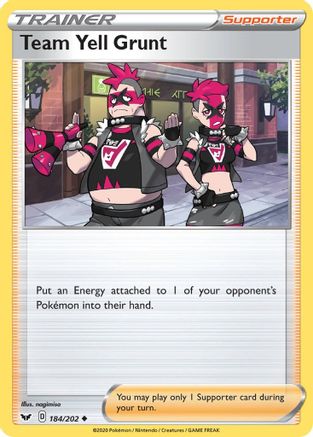 Team Yell Grunt 184/202 - Reverse Holofoil SWSH01 Sword & Shield Base Set - Uncommon