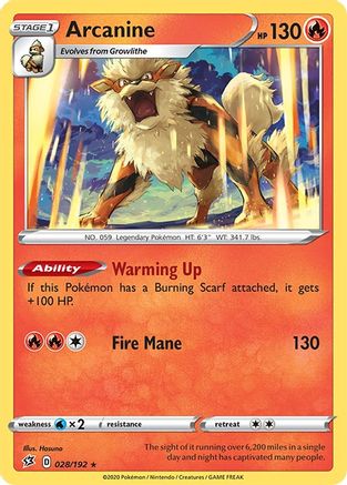 Arcanine 028/192 SWSH02 Rebel Clash - Rare