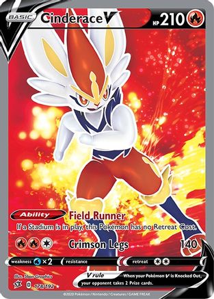 Cinderace V (Full Art) 178/192 - Holofoil SWSH02 Rebel Clash - Ultra Rare