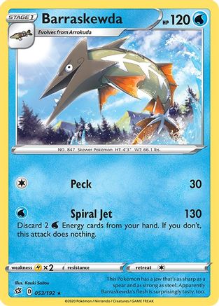 Barraskewda 053/192 - Reverse Holofoil SWSH02 Rebel Clash - Rare