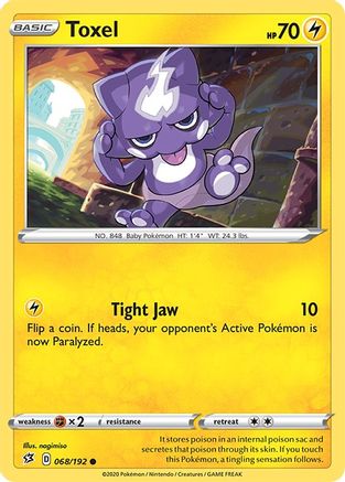 Toxel 068/192 - Reverse Holofoil SWSH02 Rebel Clash - Common