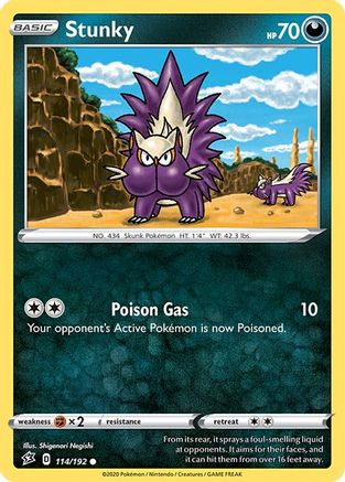 Stunky 114/192 - Reverse Holofoil SWSH02 Rebel Clash - Common