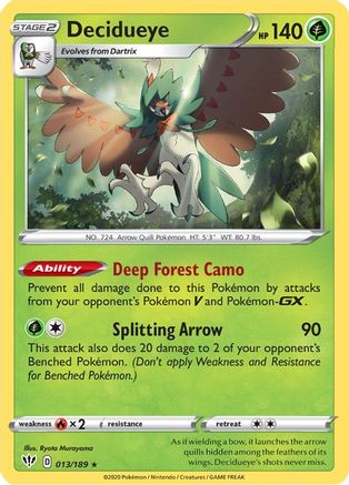 Decidueye 013/189 - Reverse Holofoil SWSH03 Darkness Ablaze - Holo Rare