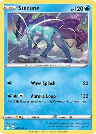 Suicune 037/189 - Reverse Holofoil SWSH03 Darkness Ablaze - Holo Rare