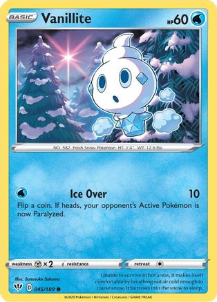 Vanillite 045/189 - Reverse Holofoil SWSH03 Darkness Ablaze - Common
