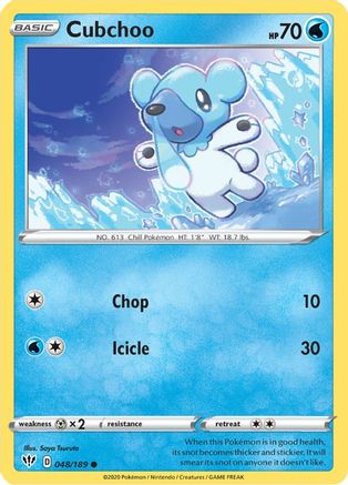Cubchoo 048/189 - Reverse Holofoil SWSH03 Darkness Ablaze - Common