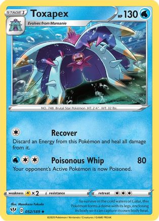 Toxapex 052/189 - Reverse Holofoil SWSH03 Darkness Ablaze - Uncommon