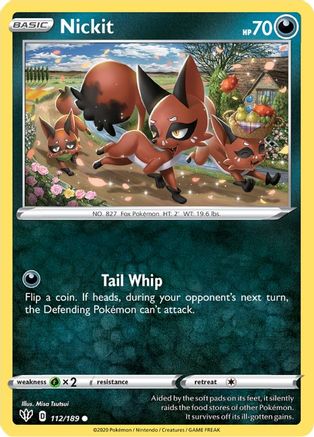 Nickit 112/189 - Reverse Holofoil SWSH03 Darkness Ablaze - Common