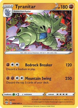 Tyranitar 088/189 - Holofoil SWSH03 Darkness Ablaze - Holo Rare