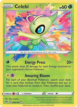 Celebi 009/185 - Holofoil SWSH04 Vivid Voltage - Amazing Rare