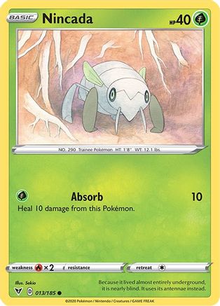 Nincada 013/185 - Reverse Holofoil SWSH04 Vivid Voltage - Common