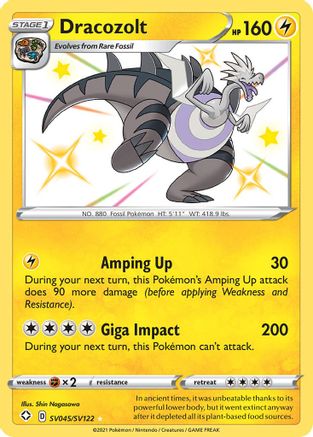 Dracozolt SV045/SV122 - Holofoil Shining Fates Shiny Vault - Shiny Holo Rare