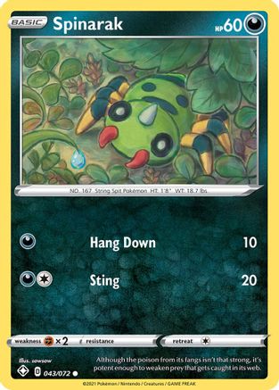 Spinarak 043/072 - Reverse Holofoil Shining Fates - Common