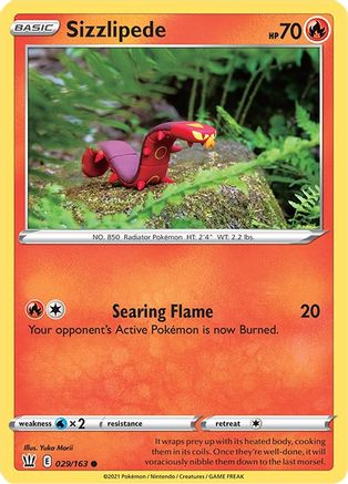Sizzlipede 029/163 - Reverse Holofoil SWSH05 Battle Styles - Common