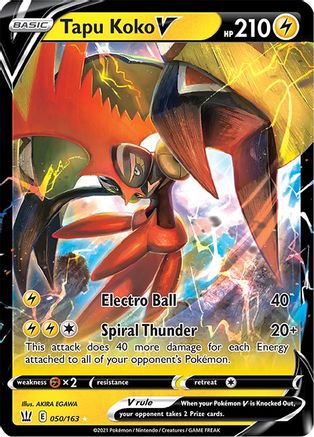 Tapu Koko V 050/163 - Holofoil SWSH05 Battle Styles - Ultra Rare