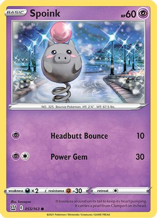 Spoink 055/163 - Reverse Holofoil SWSH05 Battle Styles - Common
