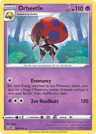 Orbeetle 065/163 - Reverse Holofoil SWSH05 Battle Styles - Holo Rare