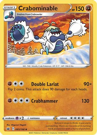 Crabominable 085/198 - Reverse Holofoil SWSH06 Chilling Reign - Uncommon