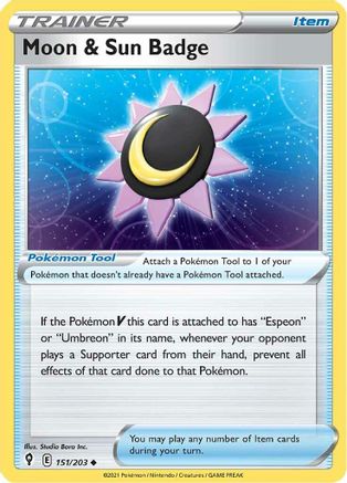 Moon & Sun Badge 151/203 SWSH07 Evolving Skies - Uncommon