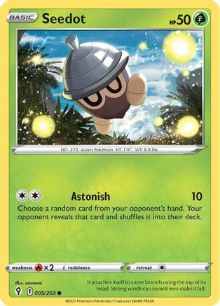 Seedot 005/203 - Reverse Holofoil SWSH07 Evolving Skies - Common