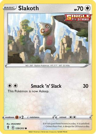 Slakoth 129/203 - Reverse Holofoil SWSH07 Evolving Skies - Common