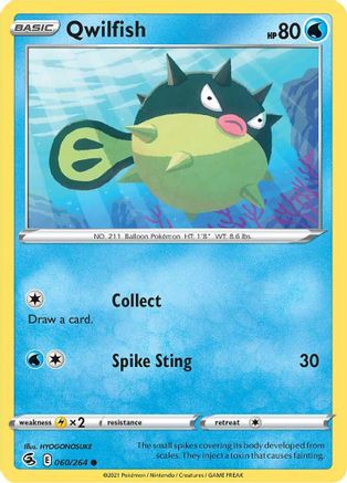Qwilfish 060/264 - Reverse Holofoil SWSH08 Fusion Strike - Common