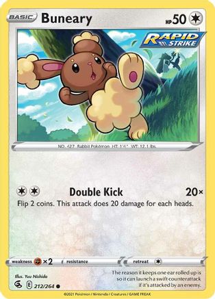 Buneary 212/264 - Reverse Holofoil SWSH08 Fusion Strike - Common