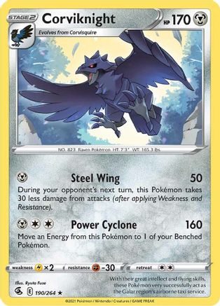 Corviknight 190/264 - Reverse Holofoil SWSH08 Fusion Strike - Rare