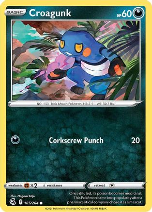 Croagunk 165/264 - Reverse Holofoil SWSH08 Fusion Strike - Common