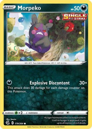 Morpeko (179) 179/264 - Reverse Holofoil SWSH08 Fusion Strike - Common