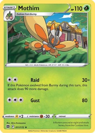 Mothim 011/172 - Reverse Holofoil SWSH09 Brilliant Stars - Rare